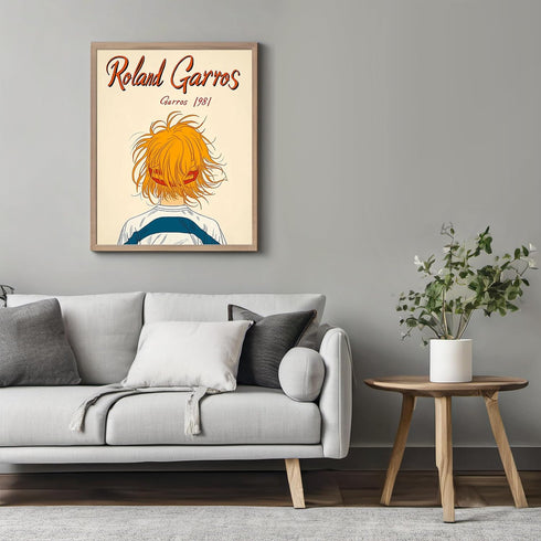 Posterizer 1 pcs-minimalist playful Roland Garros-tennis player art -1-Sports & Hobby Art Gifts for sports fans Living Room Bedroom Decor- unframe...