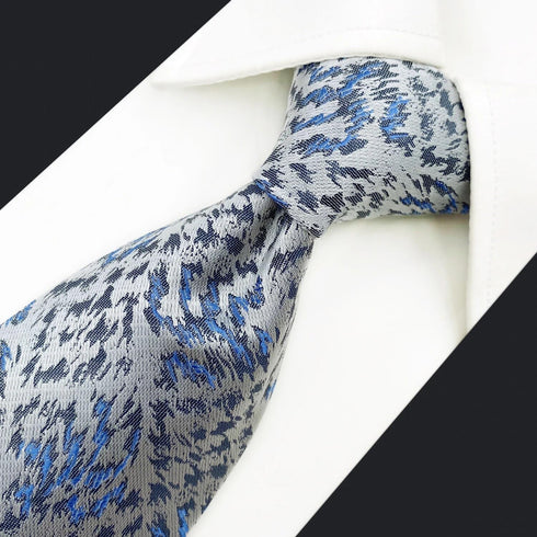 S&W SHLAX&WING New Mens Ties Silver Sky Blue Classic Size Necktie Set with Pocket Square...