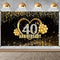 Happy 40th Anniversary Banner Backdrop Decorations, Large Wedding Background Sign Decor, Black Gold 40 Year Photography Photo Props Party Supplies...