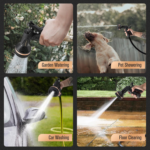 Metal Garden Hose Nozzle 9 Watering Patterns, Hose Sprayer Heavy Duty, Spray Nozzles For Garden Hose, Garden Hose Nozzle Sprayer Anti-Slip, High P...