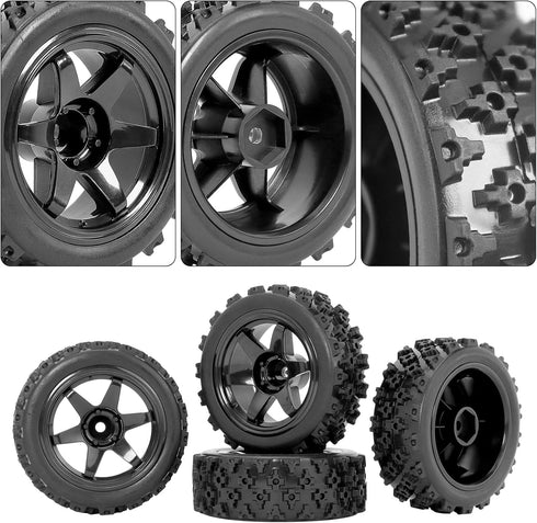 RC Station 12mm Hex RC Wheels and Tires 1/12 1/14 1/16 1/18 RC Off Road Buggy Rally Wheels and Tires for Traxxas LaTrax Rally Wltoys 144001 124019...