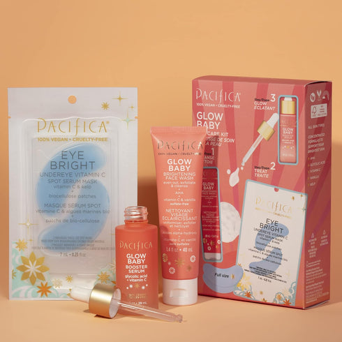 Pacifica Beauty | Glow Baby Vitamin C Trial + Value Kit | 3-Piece Skin Care Gift Set | Travel Friendly | Brightening Face Serum, Face Wash/Cleanse...