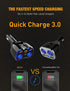 Car Charger, 150W 2-Socket Cigarette Lighter Splitter QC 3.0 Dual USB Ports 1 USB C Fast Car Adapter with Separate Switch LED Voltmeter Replaceabl...