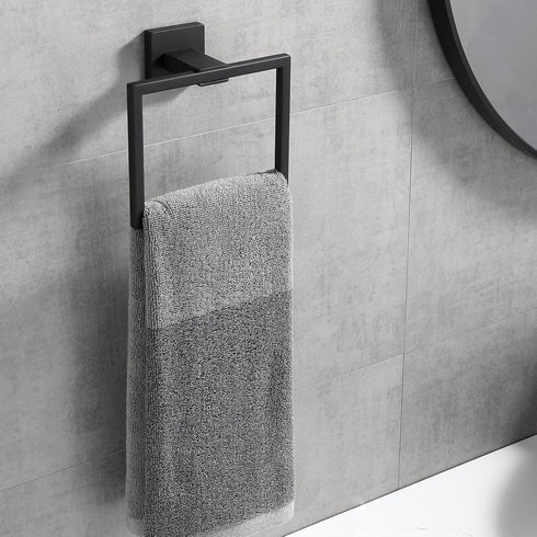 Bathroom Black Towel Ring SUS 304 Stainless Steel Square Towel Bar?Towel Rack Matte Black Towel Holder Modern Towel Hanger for Bathroom Lavatory K...
