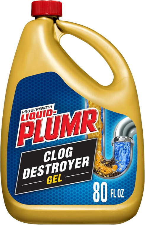 Liquid-Plumr Pro-Strength Clog Destroyer Gel with PipeGuard, Liquid Drain Cleaner - 80 Ounces (Package May Vary)...