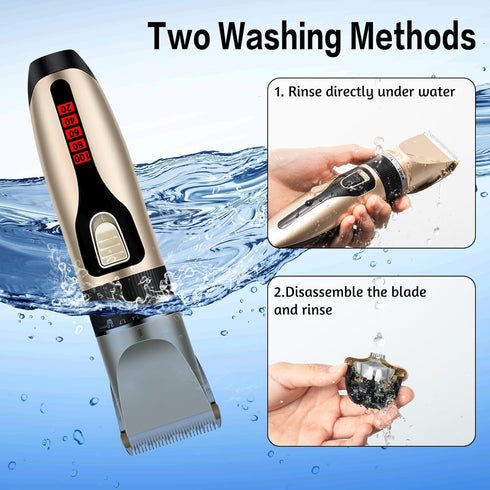 Dog Grooming Kit and Dog Paw Trimmer - Electric Quiet Cat Hair Clippers Set Pet Hair Clippers for Thick Coats Low Noise Cordless Pet Grooming Kit ...