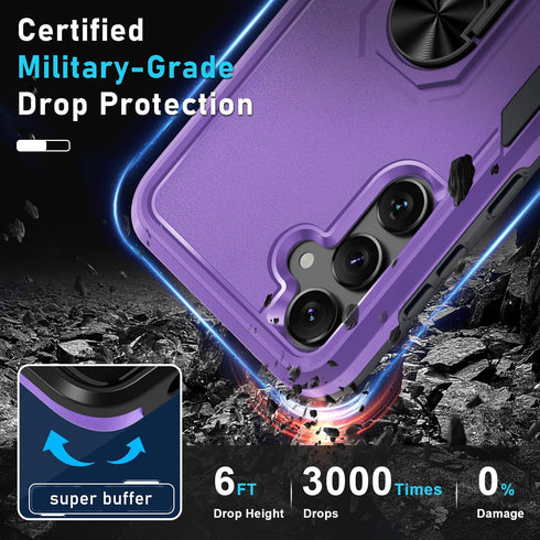 Janmitta for Samsung Galaxy A35 5G Case with Tempered Glass Screen Protector,Heavy Duty Shockproof Full Body Protective Cover Built in Rotatable M...
