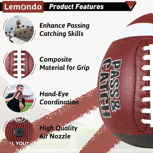 PassCatch Training Football, Enhance Passing Catching Skills, Official & Youth Size(with Pump)...