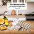 Stainless Steel Fruit Carving Knife Set, 5 Pack Vegetable Engraving Blades for Kitchen, Melon Baller Scoop,Lemon Zester, Garnish Peeler,Crinkle Kn...