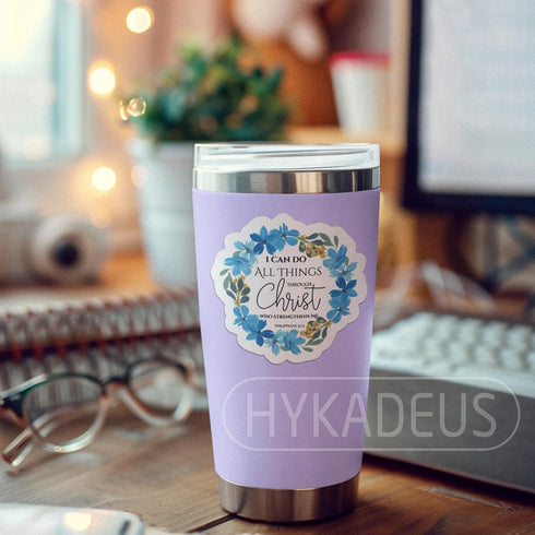 (3Pcs) I can do All Things Through Christ Philippians 4:13 Sticker, Christian Sticker, Waterproof Vinyl Decals for Books Laptops Phone Cases Water...
