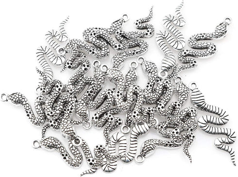 20PCS Snake-shape Charms Pendants Accessory Mixed Smooth Metal Charms for DIY Jewelry Making and Crafting, Ancient Silver...