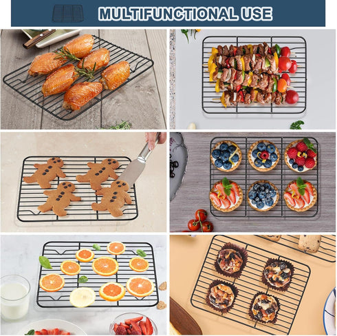 Cooling Rack Set of 2, P&P CHEF Non-stick Small Baking Racks for Cooking Grilling, 2 Pack 9.7” x 7.3” Drying Rack, Fit in Mini Toaster Oven, Stain...