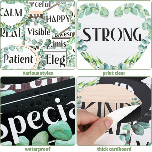 36 Pcs Eucalyptus Affirmations Station Bulletin Decoration Classroom Inspirational Bulletin Board Set Greenery Positive Accent Cutouts Poster for ...
