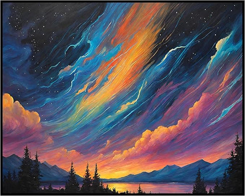 Posterizer 1 pcs- mountains, trees, night sky landscape nature 8-Landscape & Nature Art-Floral Botanical Art- Decor for Home & Office- unframed wa...
