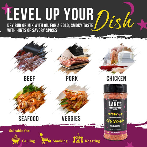 Lane's Spellbound Pork Rub Seasoning - Premium Sweet and Smoky Pork Butt Rub, Rib Rub & Chicken Rub | Deep, Rich, Smoky Flavor | All Natural | Glu...