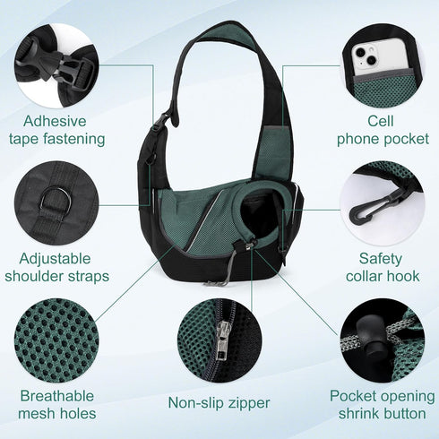 Pet Carrier Sling, Puppy Dog Sling Hands-Free, Pet Carrier Sling Bag for Small Dog, Dog Sling Bag 15 lbs for Travel Outdoor Parties Hiking Riding ...