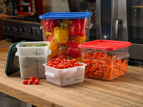 Carlisle FoodService Products Squares Square Food Storage Container with Stackable Design for Catering, Buffets, Restaurants, Plastic, 4 Quarts, W...