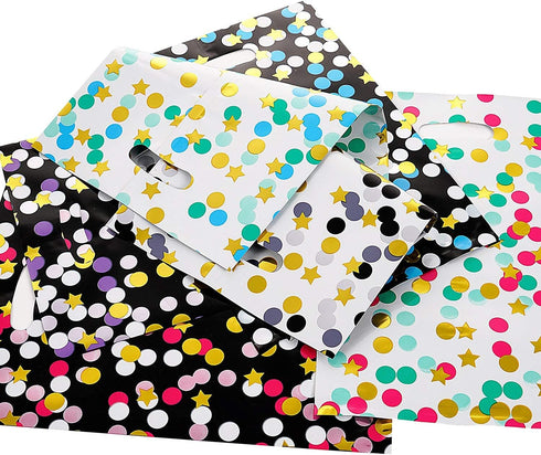 HABILE 48 Pack Plastic Party Gift Bag, Durable Return Gift With Handles, Plastic Candy Bag For Goodie, Party Favor Bag For Kids Birthday (Polka Do...