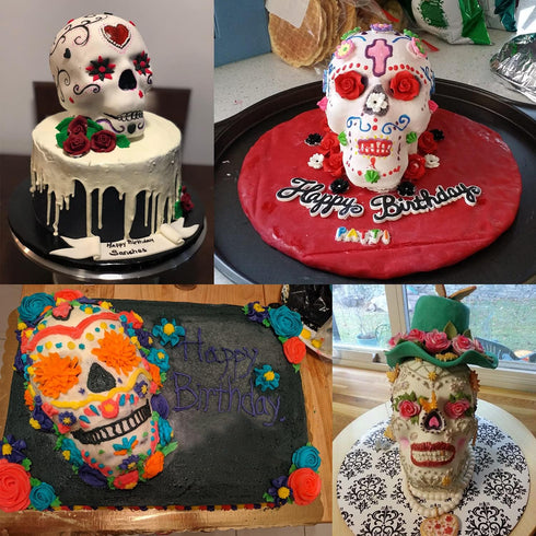 JETKONG Extra Large Silicone Skull Cake Mold Haunted Skull Baking Cake Pan for Halloween and Birthday Party...