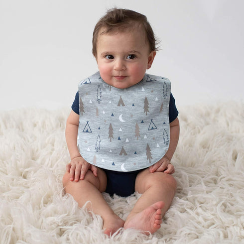 Neat Solutions 5 Pack Aspirational Bib Set with Mixed Fabrics & Water Resistant Inner Core - Boy, Grey Oatmeal While...