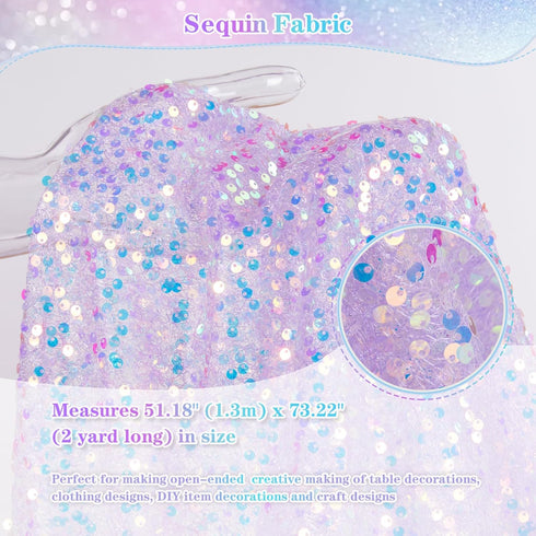Sequin Fabric by The Yard: 6 Feet 2 Yard - Iridescent Glitter Mesh Embroidery Sparkly Fabric for Sewing Custom Clothe Dress Mermaid Table Decor We...
