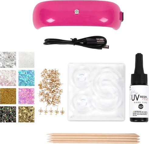 Blue Moon Beads UV Resin Hoop & Stud Earring Jewelry-Making Kit...