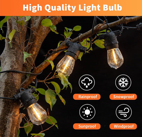 ALAMPEVER LED Outdoor Light Bulbs?S14 Replacement Bulbs for Outdoor String Lights?15 Pack Shatterproof & Waterproof E26 LED Bulbs?2200K Warm White...