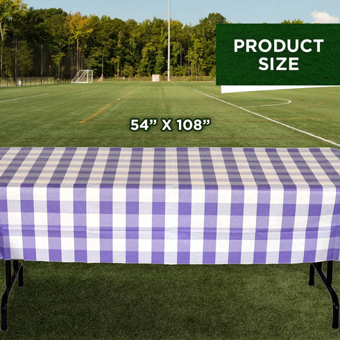 Havercamp Purple and White Plaid Table Cover | 54" x 108" | Classic Plaid Collection | Great for Picnic, Barbecue, Cookout, Lumberjack Theme, Play...