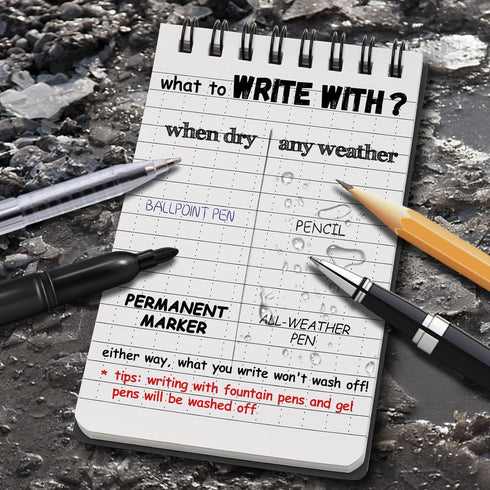 POPYOLA 4 Pack Waterproof Pocket Notebook, 3x5 Pocket Notepad, All Weather Mini Spiral Notepad, Write in the Rain Police Notepad with 100 Squared ...