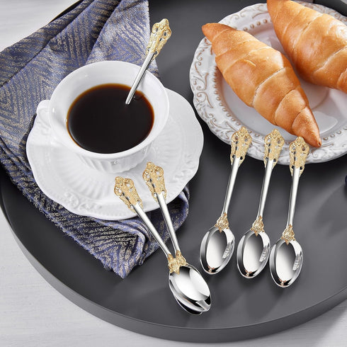 KEAWELL Luxurious 5.1-Inch Espresso Spoons Set - 6 Pieces - Mini Coffee Spoon, 18/10 Stainless Steel - Gorgeous Design with Exceptional Mirror Pol...