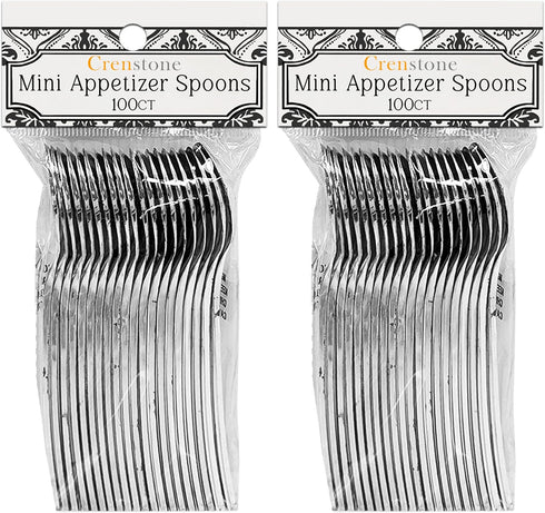 Appetizer Spoons Value Pack - 200 Silver Mini Spoons for Appetizers (Disposable)...