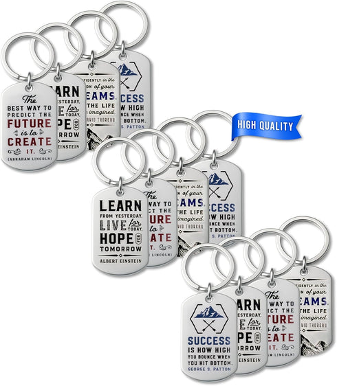Inkstone Motivational Keychains 12-Pack with Inspirational Quotes - Perfect for Teacher Appreciation, Nurses Week Gifts, and Bulk Keychain Accesso...