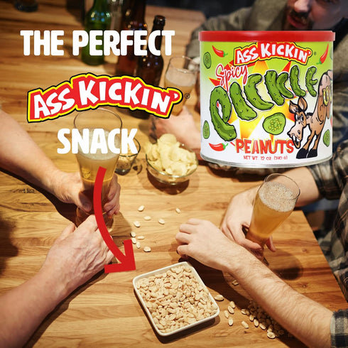 ASS KICKIN’ Spicy Peanuts - Hot Peanuts Spicy - 12oz - Nuts Flavoured with Pickle - Ultimate Gourmet Gift - Try if you dare!...