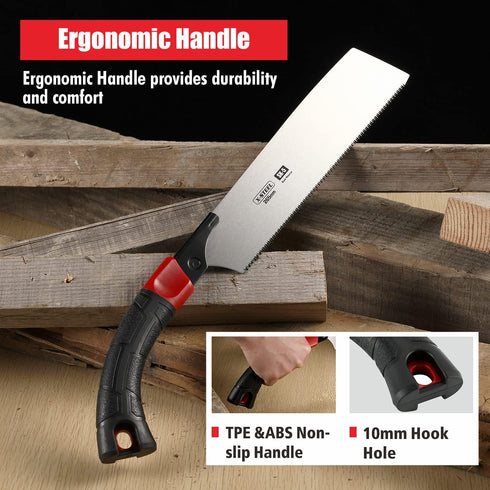 Japanese Pull Saw Hand Flush deep Cutting Trim Saw 10-2/5 Inch ?265MM) SK-5 Steel Blade Razor Fine Teeth Saw with Non-slip Rugged curved Handle Id...