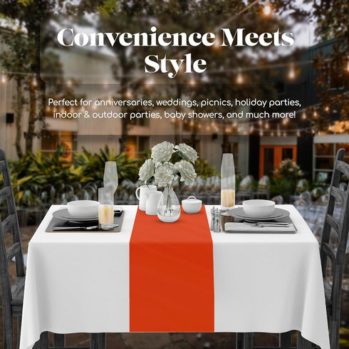 Orange 6 Pack Premium Disposable Plastic Table Runner 14 x 108 Inch. Table Runner for Dinner Parties & Events by Grandipity...