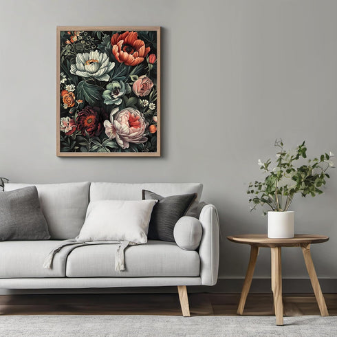 Posterizer 1 pcs-pink orange and white chic flowers-Floral & Botanical Art-Abstract & Modern Art-Decor for Home & Office- UNFRAMED Wall Art...