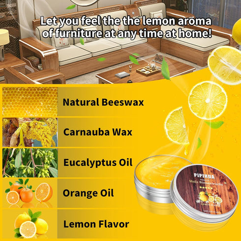 PIPIHUA Beeswax Furniture Polish, Wood Seasoning Beeswax for Furniture Waterproof & Repair Wood Wax to Protect & Care, 1pc Beeswax with Sponge(Lem...