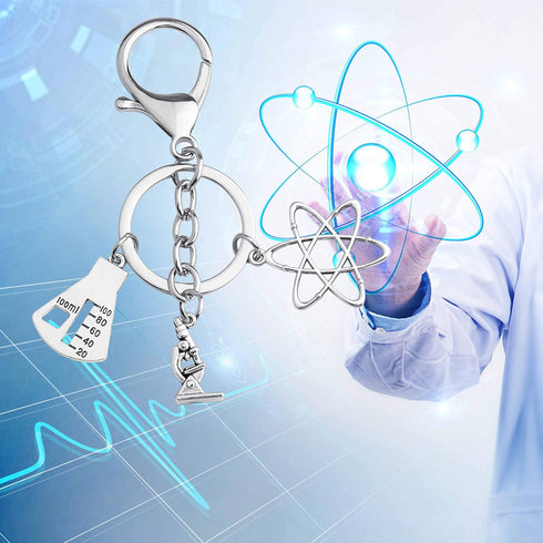 FUSTMW Biology Chemistry Keychain Science Symbol Gifts Atom Microscope Key Chain Biology Chemistry Teacher Gift Science Lovers Gift...
