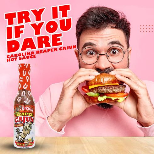 KICKIN' Carolina Reaper Cajun Hot Sauce – Try if you dare – Perfect Gourmet Gift for the Hot Sauce Fan...