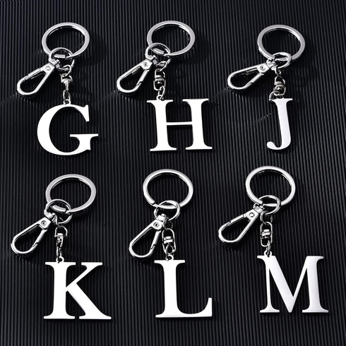 Initial Letter Key chain Silver for Men Women Bright 304 Stainless Steel Gold Alphabet Keychain Ring for Girls Boys...