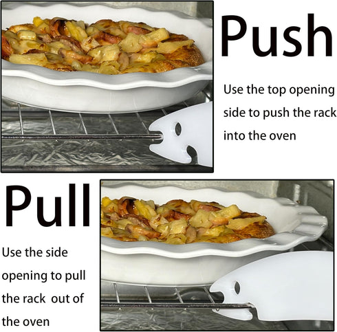 Oven Racks Pull Push Tool- Heat Resistant Acrylic Push-Pull Stick/Puller-Easy Grip Design - Essential for Safe Cooking - Kitchen Accessory/White...