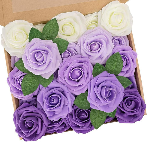N&T NIETING Artificial Flowers, 25pcs Fake Flowers Rose with Stems Perfect for DIY Wedding Bridesmaid Bridal Bouquets Centerpieces Home Flower Arr...