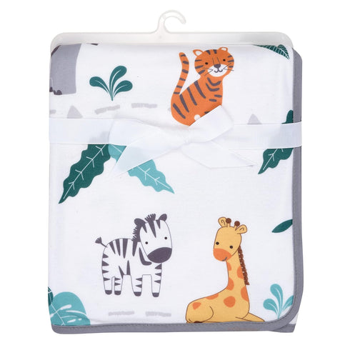 Bedtime Originals Mighty Jungle Animals White Fleece Baby Blanket (283034P)...