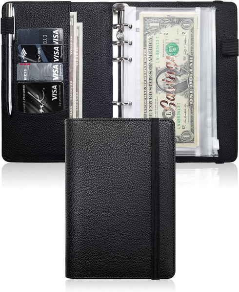 A6 Budget Binder with 10 Cash Envelopes, PU Leather Money Binder Organizer for Cash Envelope Binder for Budgeting, Savings Binder with Budget Shee...