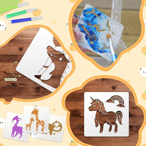 30 Pack Cute Baby Shower Stencils for Onesie Decorating Kit, Reusable Animal Themed Templates Shirt Fabric Stencils for Boy Girl Bodysuit Bibs Bag...