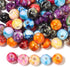 200PCS Acrylic Beads for Jewelry Making Round Loose Beads Charms Ink Patterns for Bracelets Earring Necklace Rings Adults Beading DIY Art Craft Pr...