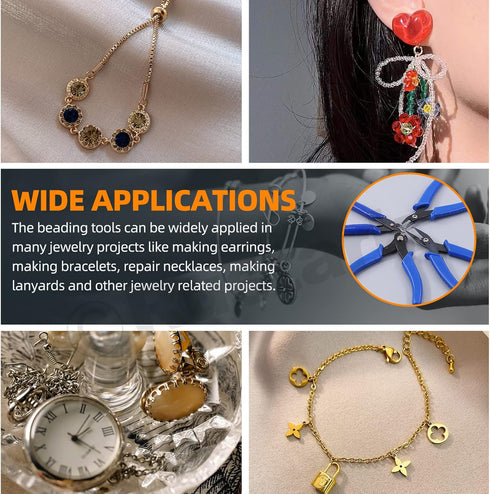 4Pcs Jewelry Pliers Tool Assortment Kit, Jewelry Bead Crimping Pliers, Flush Cutter Jewelry, Split Ring Pliers and Wire Cutter Tool for Beading Ne...
