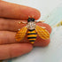 SELOVO Honeybee Bee Yellow Enamel Small Brooch Pin Set 2 Pcs Gold Tone Crystal...