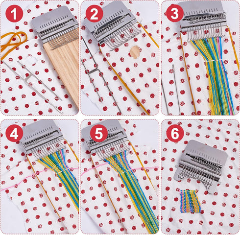 arricraft Wood Knitting Looms, Wooden Weaving Frame Loom Mini Household Mending Loom Weaving Loom Kit with Pin Rubber Findings for Quickly Mending...