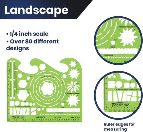 Pacific Arc Landscape Template Guide, with Trees, Shrubs, Hedges, Fences, Flagstone Walks, and Terraces...